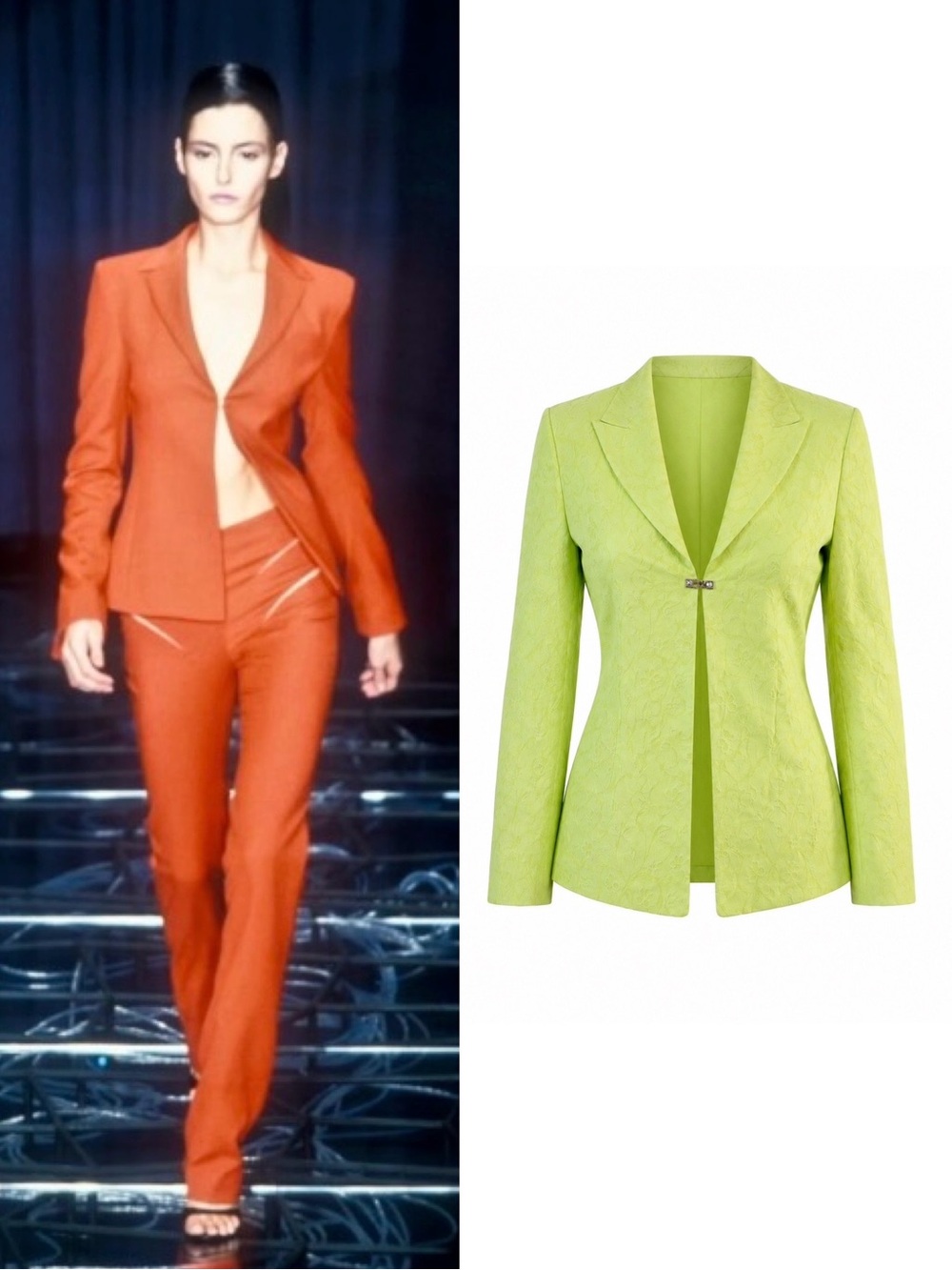 Vintage VERSACE JEANS COUTURE c. 1998 Medusa Hook Eye Metallic Jacquard Blazer